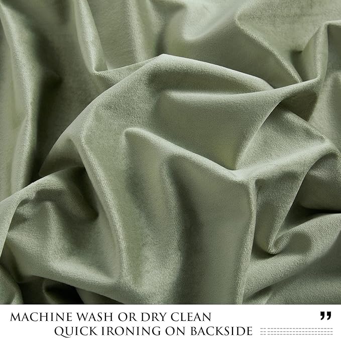 StangH Sage Green Velvet Curtains - 84 inches Bedroom Window Curtains Super Soft Luxury Room Darkening Thermal Insulated Drapes for Store/Cafe/Dining Room, W52 x L84, 2 Panels