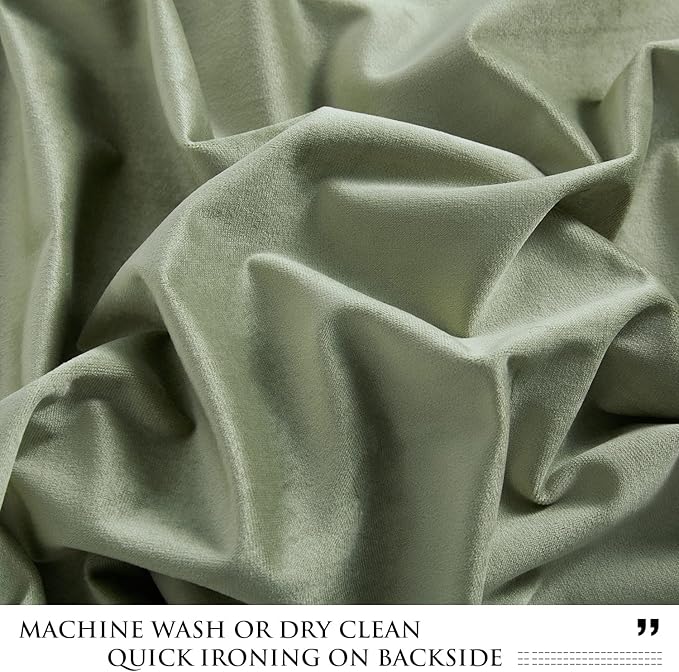 StangH Sage Green Velvet Curtains Christmas Party Decor Back Tab for Holiday, Solid Luxury Window Drapes Room Darkening Thermal Insulating for Bedroom/Living Room, W42x L84, 2 Panels