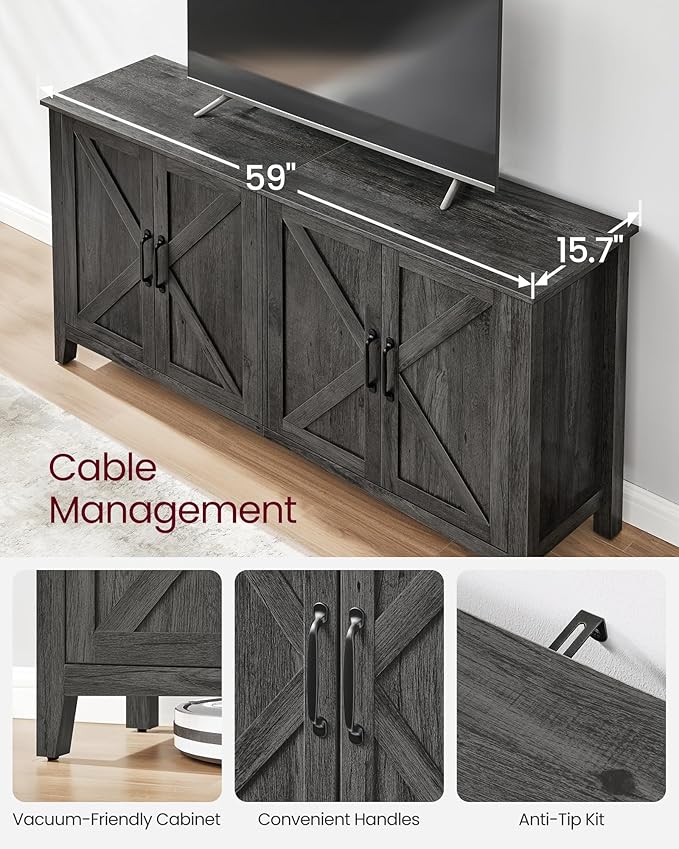 VASAGLE LIRY Collection - Storage Cabinet, Buffet Cabinet, Sideboard, Credenza, with Adjustable Shelves, for Living Room, Entryway, Antique Charcoal ULSC381T04