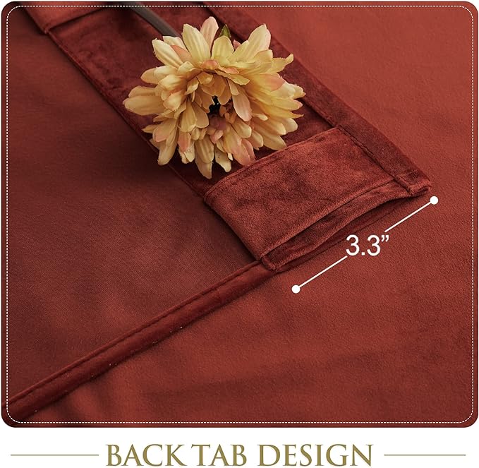 StangH Rust Curtains 92 inches Long Christmas Decor Back Tab Noise Reducing Theater Curtains, Heavy Duty Thermal Insulated Drapes for Warm Bedroom/Kids, W52 x L92, 2 Panels