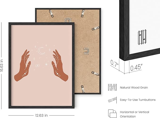 HAUS AND HUES Astrology Posters and Celestial Decor - Astrology Wall Decor and Spiritual Posters | Sun and Moon Wall Art Palm Wall Decor | Boho Artworks Boho Prints (12x16 Black Framed)