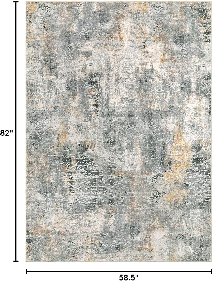 Lahome Washable 5x7 Area Rugs for Living Room, Grey Neutral Modern Abstract Rug for Bedroom Non Slip, Soft Contemporary Low Pile Indoor Carpet for Dorm Guest Dining Room Table Apartment