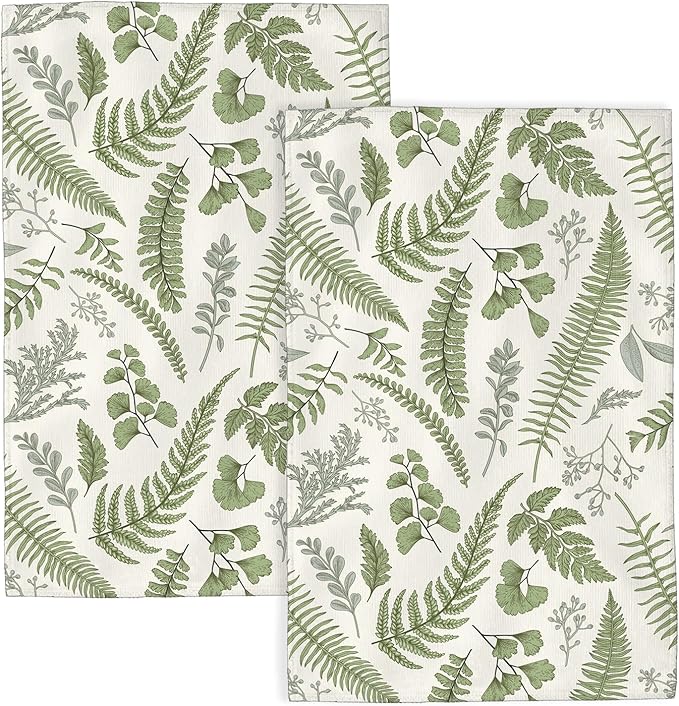 Sage Green Spring Kitchen Towels 16x24 Inch Vintage Leaf Plant Decor Dish Towels Tropical Botanical Leaves Seasonal Decoration Hand Towels Absorbent Dish Cloths for Home Kitchen Dining Set of 2