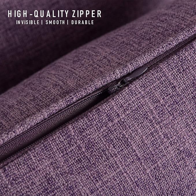 HPUK Linen Throw Pillow Covers Pack of 2, 20x20 Inch Accent Cushion Covers for Living Room, Bedroom, Decorative Solid Color Pillow Covers for Couch, Sofa, Chair, Lavender Mist