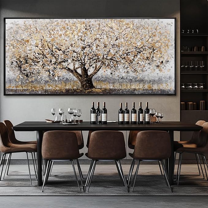 Tree Framed Wall Art Floral Wall Decor Vintage Art Pictures 32"x70" Wall Prints for Living Room Artwork for Dining Room