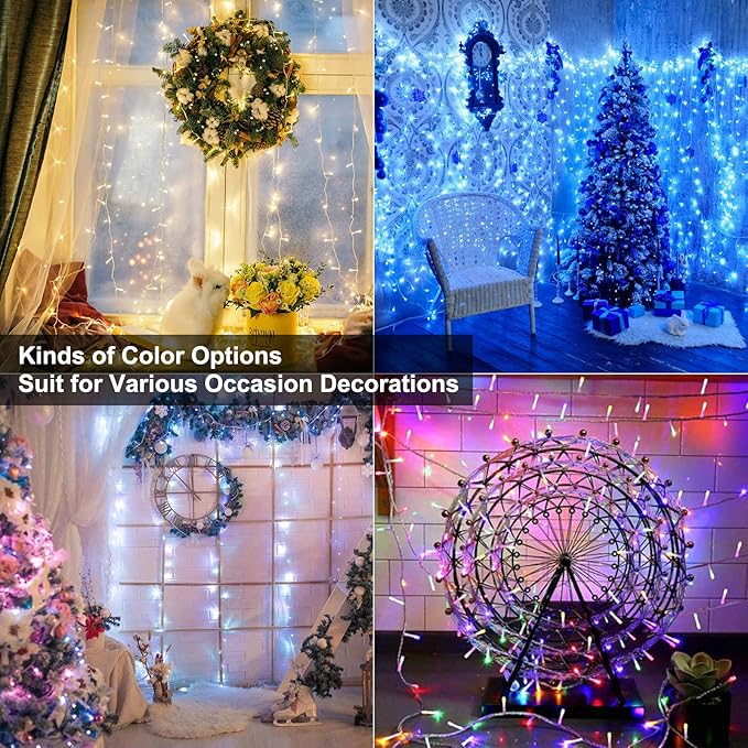 Brizled Color Changing String Lights, 33ft 100 LED Red Mini Lights with Remote, Dimmable RGB Lights String Clear Wire, Indoor USB Twinkle Light for Christmas Halloween Year-round Decor