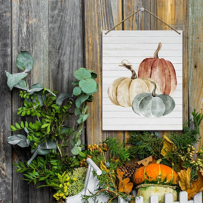 Pumpkin Sign Autumn Thanksgiving Fall Decor Rustic Wood Sign Wall Decor Funny Fall Quotes for Home Farmhouse Bedroom Bathroom Seasonal Harvest Decorative Wooden Wall Hanging Decor Plaque