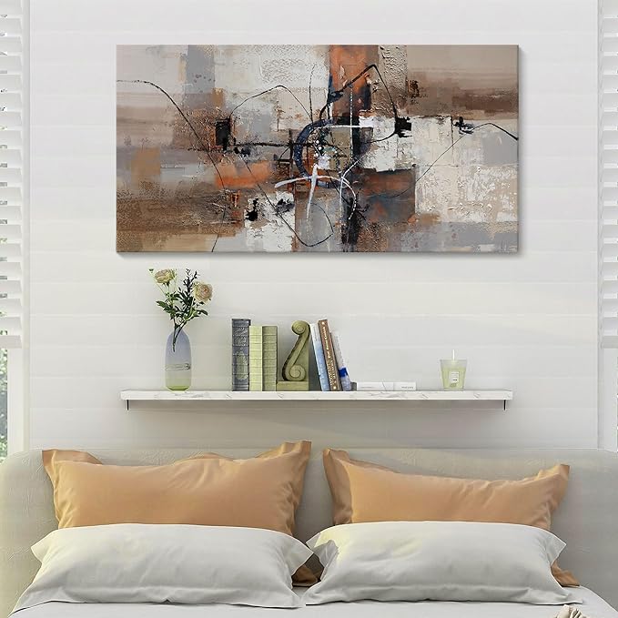 YDYSUNE Abstract Canvas Wall Art, Modern Wall Decor Painting, Brown Room Decorations, Orange Wall Art for Living Room, Bedroom, Office Artwork Wall Decor 24×48IN