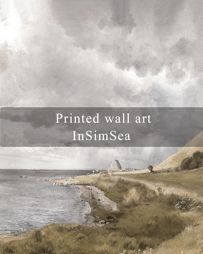 InSimSea Square Framed Canvas Wall Art, Scenery Home Decor Rustic Classical Coastal Landscape Sky Clouds Paintings, Desk Decor Artwork, Wall Art Prints for Living Room Bedroom Office 10"x10"