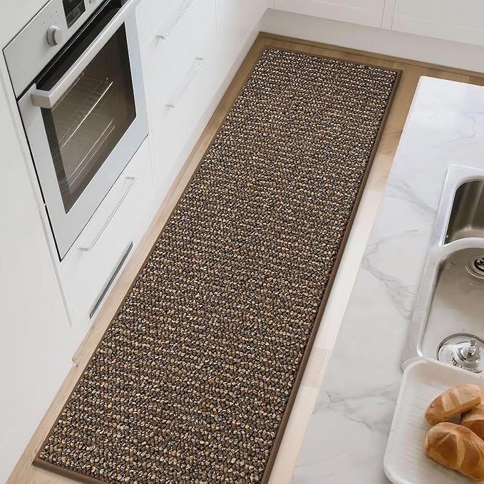 BEQHAUSE Kitchen Runner Rugs 20"x48", Non-Slip Kitchen Mats for Floor, Super Absorbent and Stain Resistant Kitchen Rug, Machine Washable Rugs for Kitchen, Hallway, Laundry & Sink, Brown