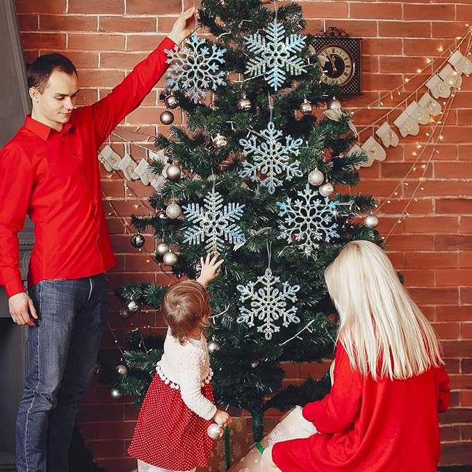 Winter Wonderland Frozen Birthday Party Decoration Large Snowflake Ornament Clearance- 6pcs 11.8”Large Iridescent Hanging Snowflakes Christmas Ornaments for Christmas Tree Outdoor Xmas Decor Supplies