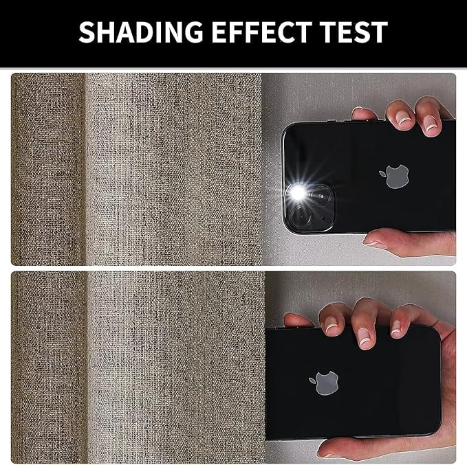 Joydeco 100% Total Blackout Curtains Custom Size for Bedroom Living Room Darkening Long Textured Drapes Thermal Insulated Back & Tab Rod Pocket 1 Panel(Linen,Custom Size)