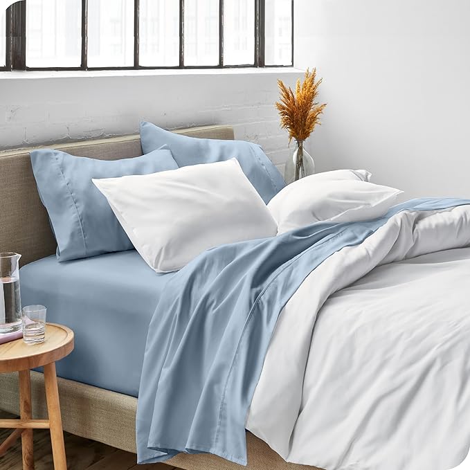 Bare Home Full Sheet Set - Luxury 1800 Ultra-Soft Microfiber Full Bed Sheets - Double Brushed - Deep Pockets - Easy Fit - 4 Piece Set - Bedding Sheets & Pillowcases (Full, Dusty Blue)