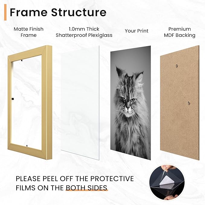 15 Pack Picture Frames Collage Wall Decor, Gallery Frame Set for Wall Mounting or Tabletop Display, Multi Sizes Including 3pcs 8x10, 6pcs 5x7, 6pcs 4x6, Gold