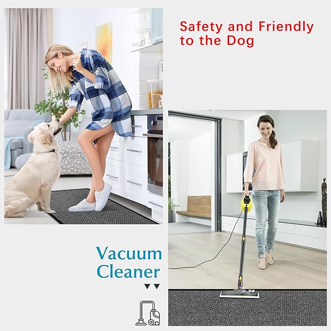 GOYLSER 7ft Kitchen Mats for Floor, Water Absorbent Long Bathroom Rug, Long Skinny Rug Floor Runners for Hallway Non Skid, Black Entry Way Rugs Indoor