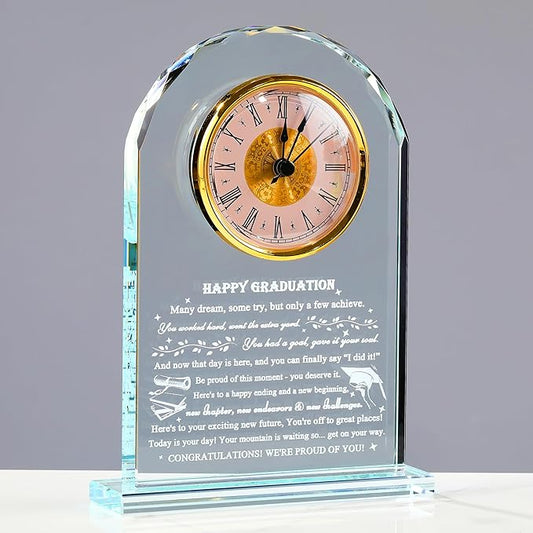 Qianwei Graduation Gifts for Her Him - Crystal Clock Class of 2025 Gifts Present Women Men College Middle High School Congrats Grad Graduate Present Keepsake for Masters Degree Phd Senior Student