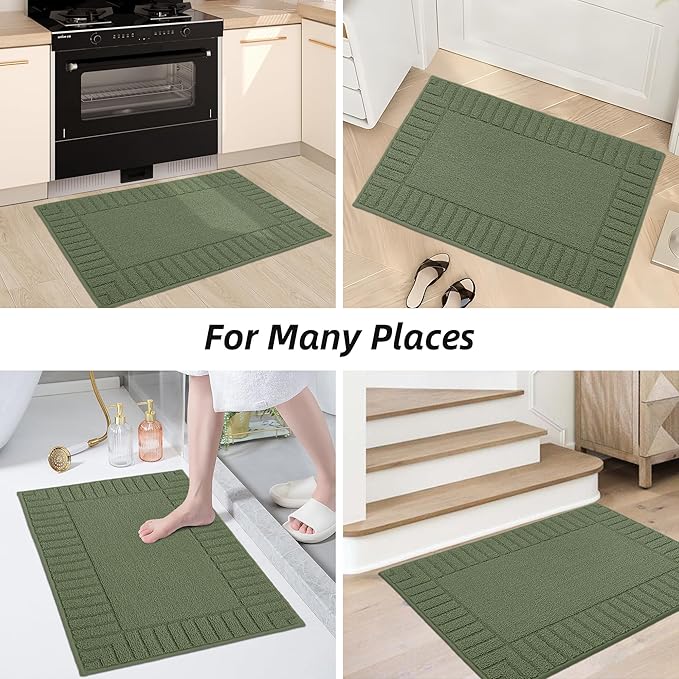 BEQHAUSE-Kitchen-Rugs-Non Slip-Kitchen-Mats-for-Floor Machine Washable Kitchen Rugs Absorbent Kitchen Carpet with TPR Non Skid Backing,Green, 20”x30”