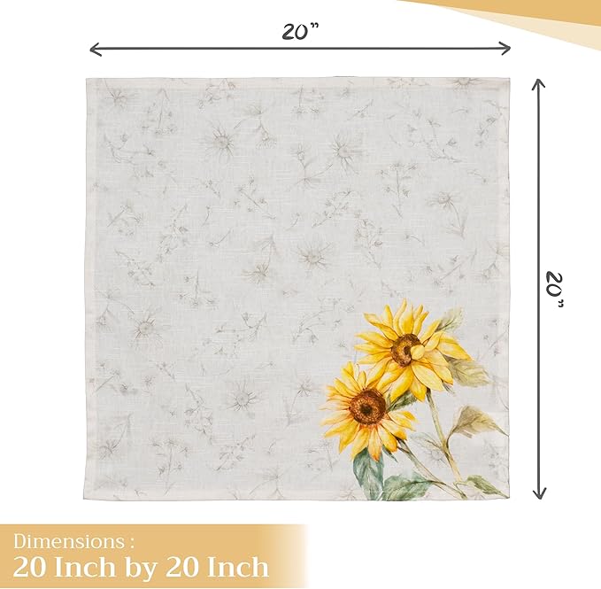 Maison d' Hermine Cloth Napkins Set of 4 100% Cotton Everyday Reusable Square Napkins Cloth Washable, Dinner, Party, Wedding, Restaurant, Spring/Summer (Candice, 20" x 20")