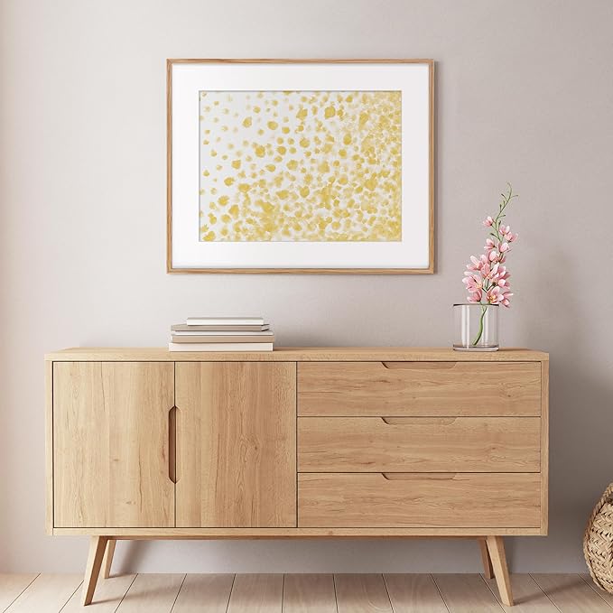 24x30 Oak Wood Picture Frame, 24"x30" Poster Frame for Wall, Rustic Wood Frame 24x30 with Real Glass, 24 x 30 Frame with Mat for 18 x 24, 24x30 Picture Frame for Wall (Beige Oak Color, 1 Pack)