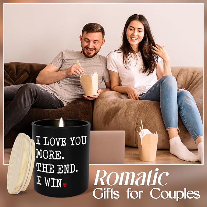 Anniversary Wedding Gifts for Women Men - I Win Long Lasting Vanilla Lavender Scented Candle 10 oz - Christmas Birthday Gifts for Him Her, Couple Gift for Boyfriend Girlfriend Husband Wife
