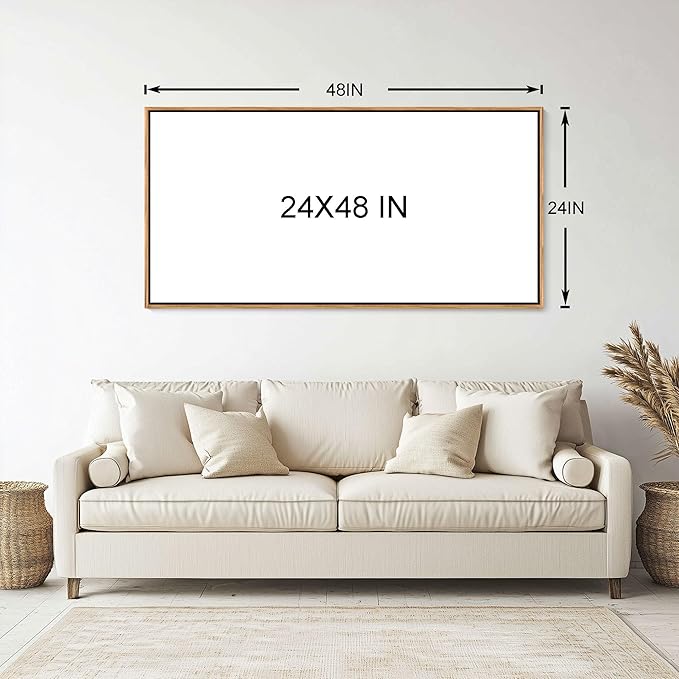 Blue Coastal Wall Art Ocean Canvas Flowers Painting Landscape Sailboat Picture White Yellow Artwork Modern Seascape Large Framed for Living Room Bedroom Home Office Decor Size 24x48 Inches