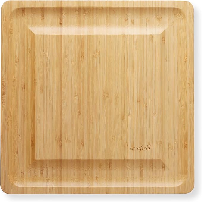 Casafield Bamboo Cheese Board Gift Set, Charcuterie Board Serving Platter with Stainless Steel Knives for Entertaining, Birthdays, Weddings