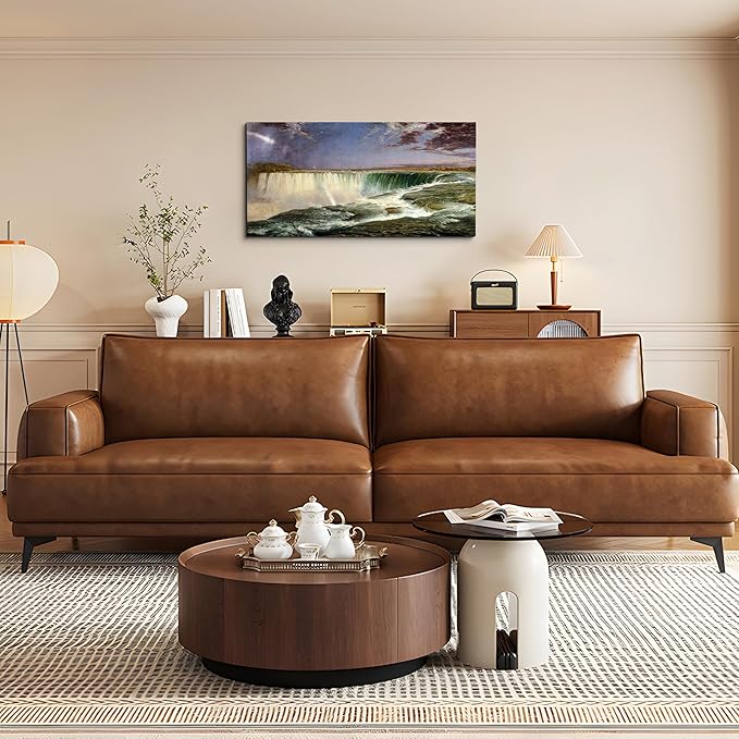 crmotu Large Canvas Wall Art, Rainbow Waterfall Landscape Art Prints, Niagara Falls Vintage Decor Pictures, Retro Cliff River Nature Scenery Paintings Wall Decor Living Room Bedroom Bathroom 20"X40"