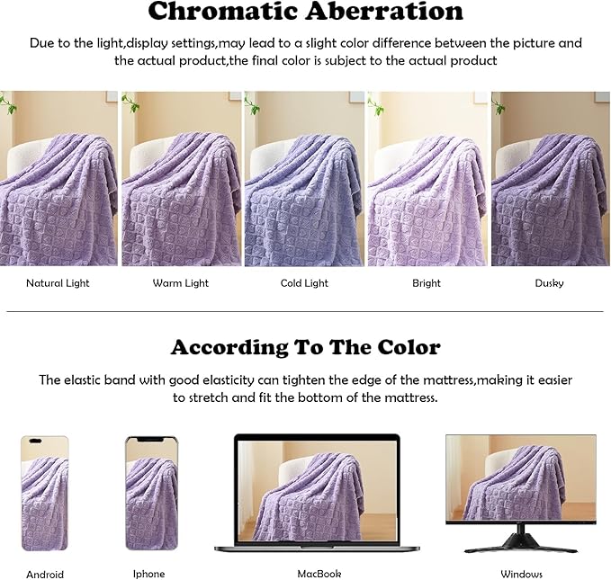 NEWCOSPLAY Super Soft Twin Blanket Lavender Premium Silky Flannel Fleece 3D Heart Checkered Lightweight Bed Blanket All Season Use (Lavender Heart, Twin(60"x80"))