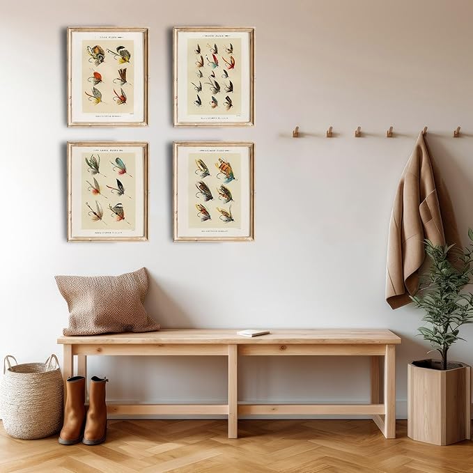 Vintage Fly Fishing Art Prints (Set of 4) - Unframed - 11x14s