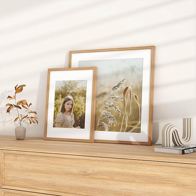 20x20 Picture Frame, Solid Oak Wood 20 by 20 Frame, Square Picture Frame 20 x 20 with mat for 16 x 16, 20x20 Wood Frame for Home Decor, 20 x 20 Poster Frame, Tempered Glass, Natural Oak Color, 1 Pack