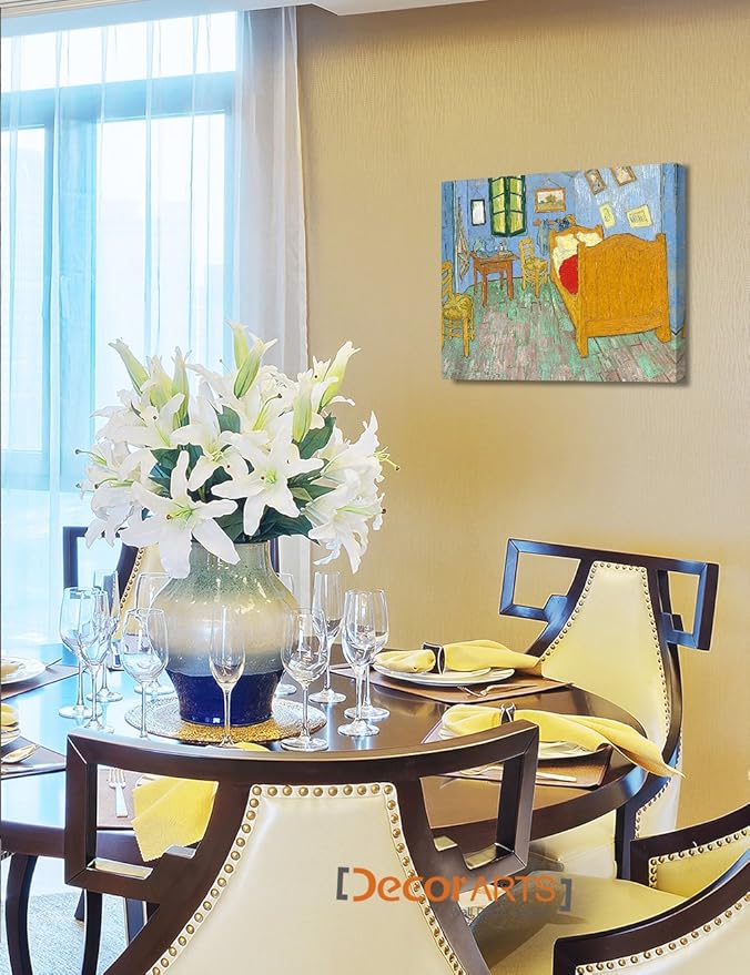 DECORARTS - Bedroom in Arles (Third version), Vincent Van Gogh Art Reproduction. Giclee Canvas Prints Wall Art for Home Decor 20x16