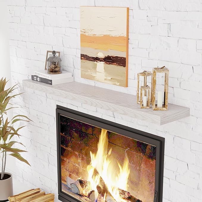 Floating Shelves 55 Inch Long, 55"W x 9.3"D Wall Shelf Invisible Bracket, 9.3 Inch Deep Floating Shelf for Wall, Rustic Wooden Shelves for Living Room, Kitchem, Bedroom, Brich Color, Set of 1