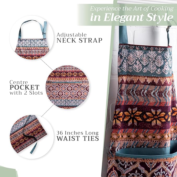 Maison d' Hermine 100% Cotton Apron for women with Pocket Kitchen Chef Apron for Men Cooking Gardening Server Waitress