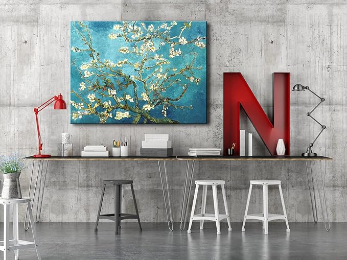 Wieco Art Almond Blossom By Vincent Van Gogh Oil Paintings Reproduction Modern Extra Large Floral Giclee Canvas Prints Flowers Pictures on Canvas Wall Art for Home Office Decorations XL