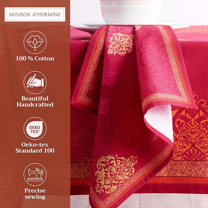 Maison d' Hermine Cloth Napkins Set of 4 100% Cotton Everyday Reusable Square Napkins Cloth Washable, Dinner, Party, Wedding, Restaurant (Versailles, 20" x 20")