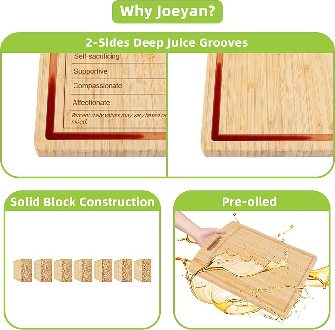 Joeyan Mom Birthday Recipe Cutting Board Gift from Daughter Son, Personalized Engraved Chrsitmas Kitchen Present, Large Size, Heavy Duty, 16x12x0.8"