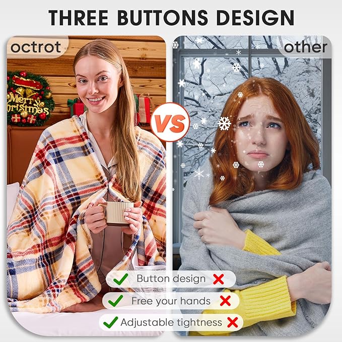 Heated Blanket Electric, Twin Size 62X84, Heating Blanket with 10 Heating Levels & 8 Hours Auto Off, Checkered Plaid Sherpa Blankets Warmer for Adults, Fast Heating and Washable, ETL & FCC, in Brown