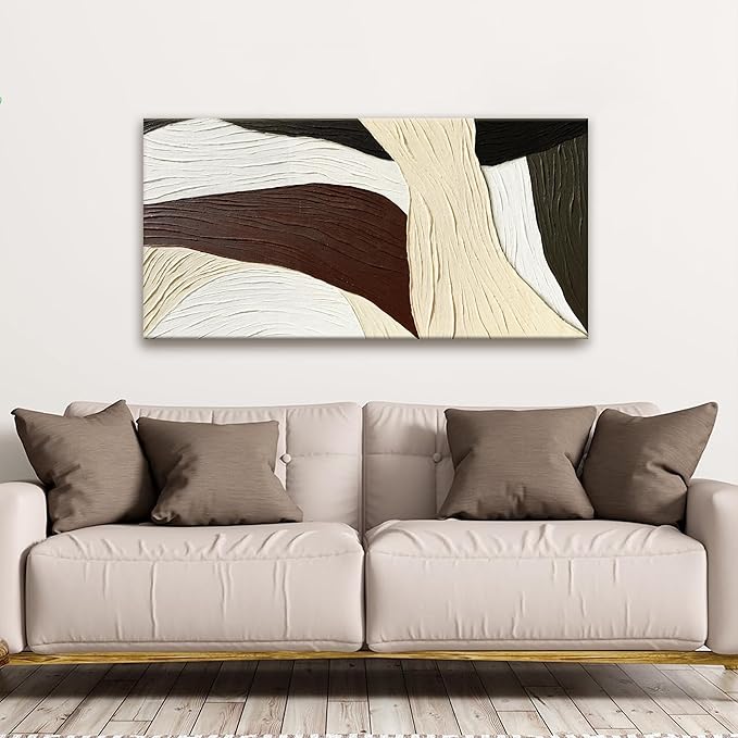 Canvas Art Wall Decor Artwork Multicolor Geometric Line Abstract Wall Decor Brown Paintings Abstract Wall Art Modern Bedroom Art Bathroom Home Artwork 20"X 40" Ready To Hang