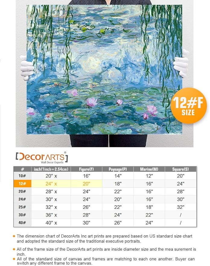 DECORARTS - Water Lilies 1916-1919, Claude Monet Art Reproduction. Giclee Canvas Prints Wall Art for Home Decor 24x20