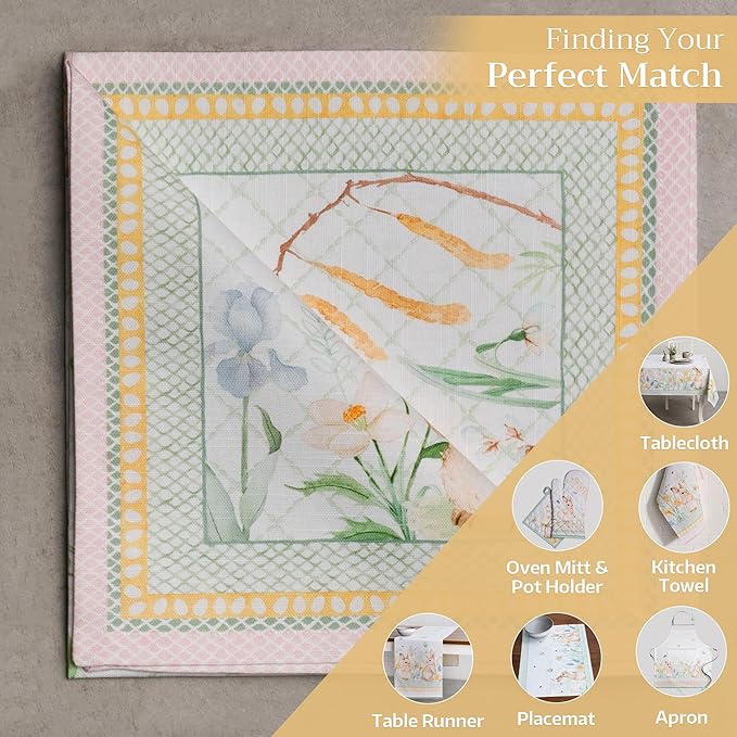 Maison d' Hermine Cloth Napkins Set of 4 100% Cotton Everyday Reusable Square Napkins Cloth Washable, Dinner, Party, Wedding, Restaurant, Spring/Summer (Easter Dew, 20" x 20")