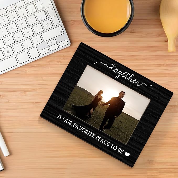 Couple Picture Frame 5x7, Couple Photo Frame, Christmas Birthday Couples Gifts for Him Her, Together is Our Favorite Place to Be Black Wooden Picture Photo Frames for Desk Home Room Decor