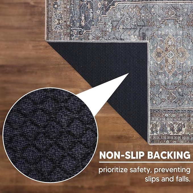 Keen Home Design 2x12 Rug - Machine Washable Runner Rug with Non-Slip Backing, Ideal for Hallway, Entryway, Kitchen, Laundry Room - Vintage, Easy Clean, Durable, Low Pile - (2'6" x 12')
