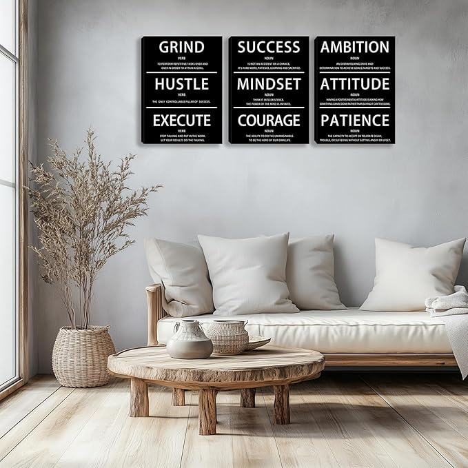Motivational Wall Decor Paintings Inspirational Office Wall Decor Posters Prints 3 Pieces Bedroom Decor Living Room Office Canvas Picture Wall Painting Home Decoration Framed Artwork (48" Wx24 H)