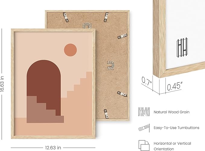 HAUS AND HUES Boho Art Prints Minimalist Decor - Boho Wall Art Mid Century Modern Decor, Minimalist Wall Art, Modern Art Wall Prints, Sun and Two Staircases (Beige Framed, 12x16)