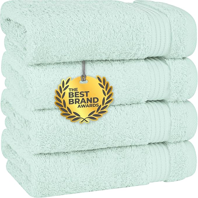 Cotton Paradise Hand Towels for Bathroom, 100% Cotton Turkish 4 Piece Hand Towel Set, Soft Absorbent Face Towels, Mint Hand Towels