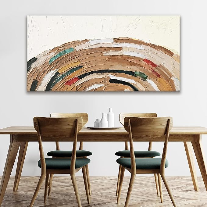 Tsomzxng Abstract Wall Art Yellow Brown Wall Art Painting Canvas Art Wall Decor Prints Abstract Wall Decor For Living Room Bedroom Kitchen Office Artwork Ready To Hang 24"×48"