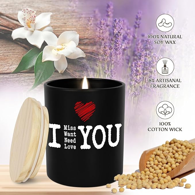 Anniversary Couple Gift for Women Men - Long Lasting Vanilla Lavender Scented Candle 10 oz - Wedding Engagement Birthday Gifts for Girlfriend Boyfriend Husband Wife Him Her