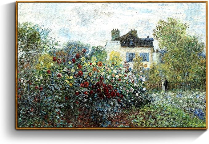 crmotu Framed Canvas Wall Art, Rustic Farmhouse Landscape Art Prints, Cottage Floral Garden Vintage Pictures, Retro Horizontal Wall Paintings for Living Room Bedroom Bathroom Office Gallery 20x30in