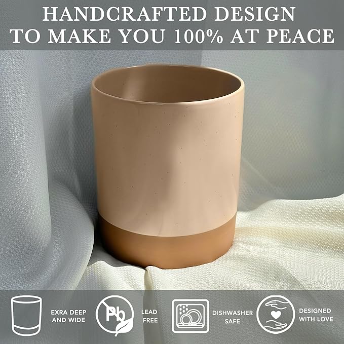 Mora Ceramic Kitchen Utensil Holder - Wooden Spoon & Spatula Crock for Countertop, Modern Farmhouse Home Decor, Extra Large 7.3" Cooking Organizer for Stove Top and Counter - Heavy & Sturdy - Chai