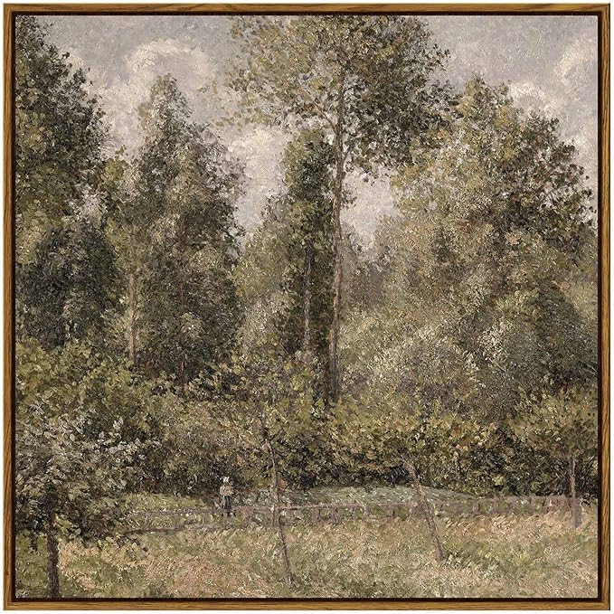 InSimSea Square Framed Canvas Wall Art, Large Decor Poplars in Garden Paintings, Classical Nature Wall Pictures for Bedroom Bathroom Living Room, Canvas Prints Vintage Home Decor 24"x24"